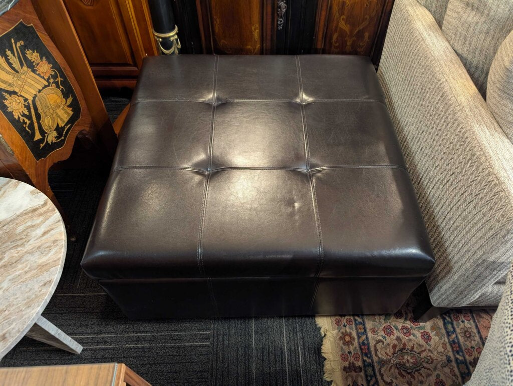 Large Vinyl Storage Ottoman