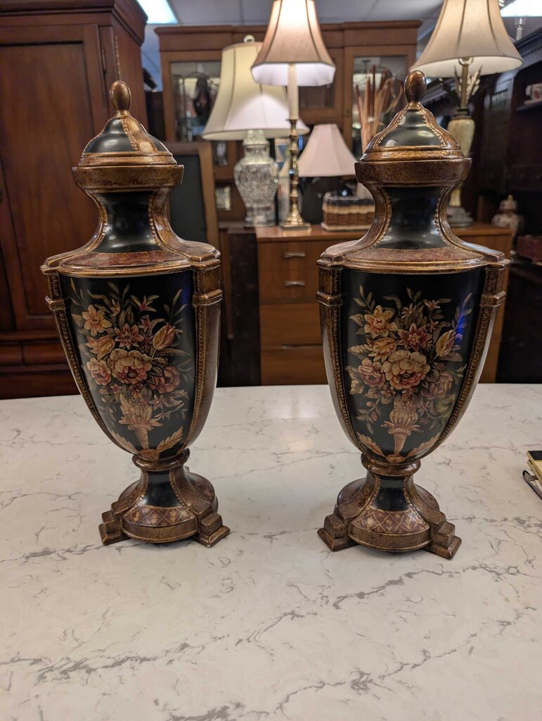 Pair of Designer Covered Urns by Raymond Waits for Toyo