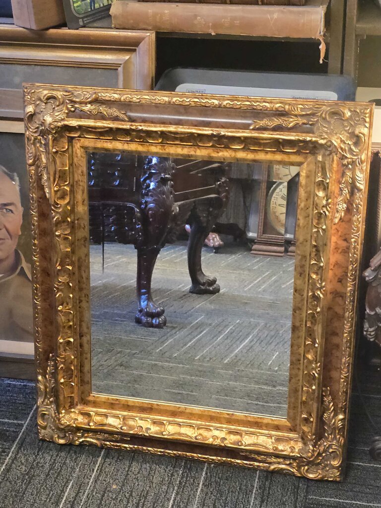Custom Framed Contemporary Rococo Style Beveled Mirror