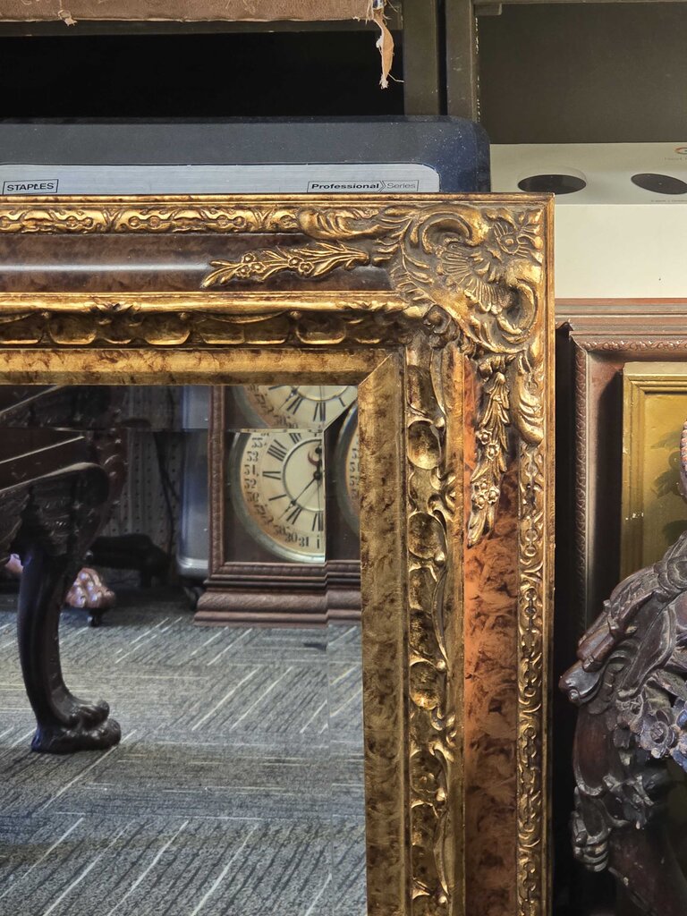 Custom Framed Contemporary Rococo Style Beveled Mirror