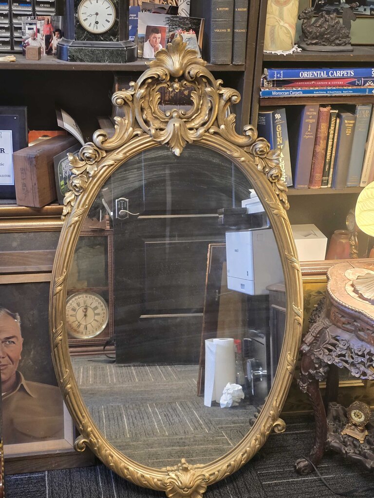 Large Victorian Rococo Revival Oval Mirror