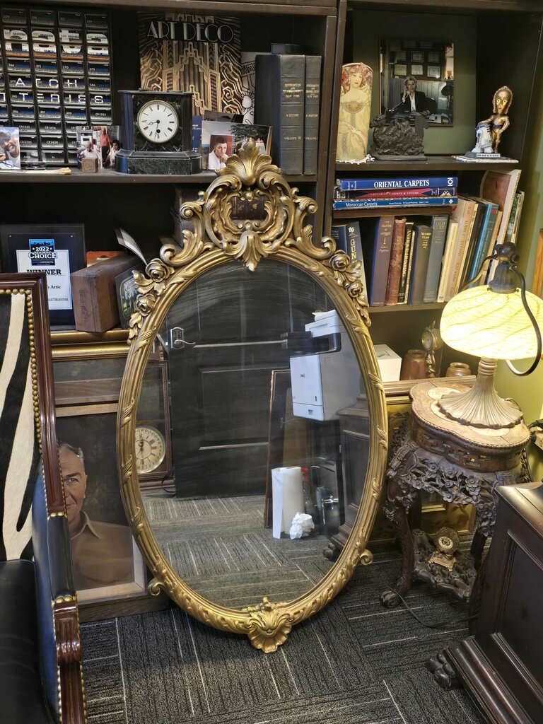 Large Victorian Rococo Revival Oval Mirror