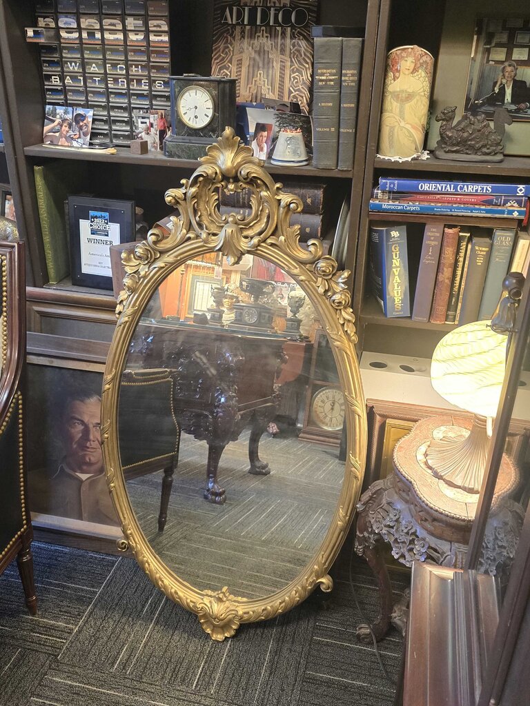 Large Victorian Rococo Revival Oval Mirror