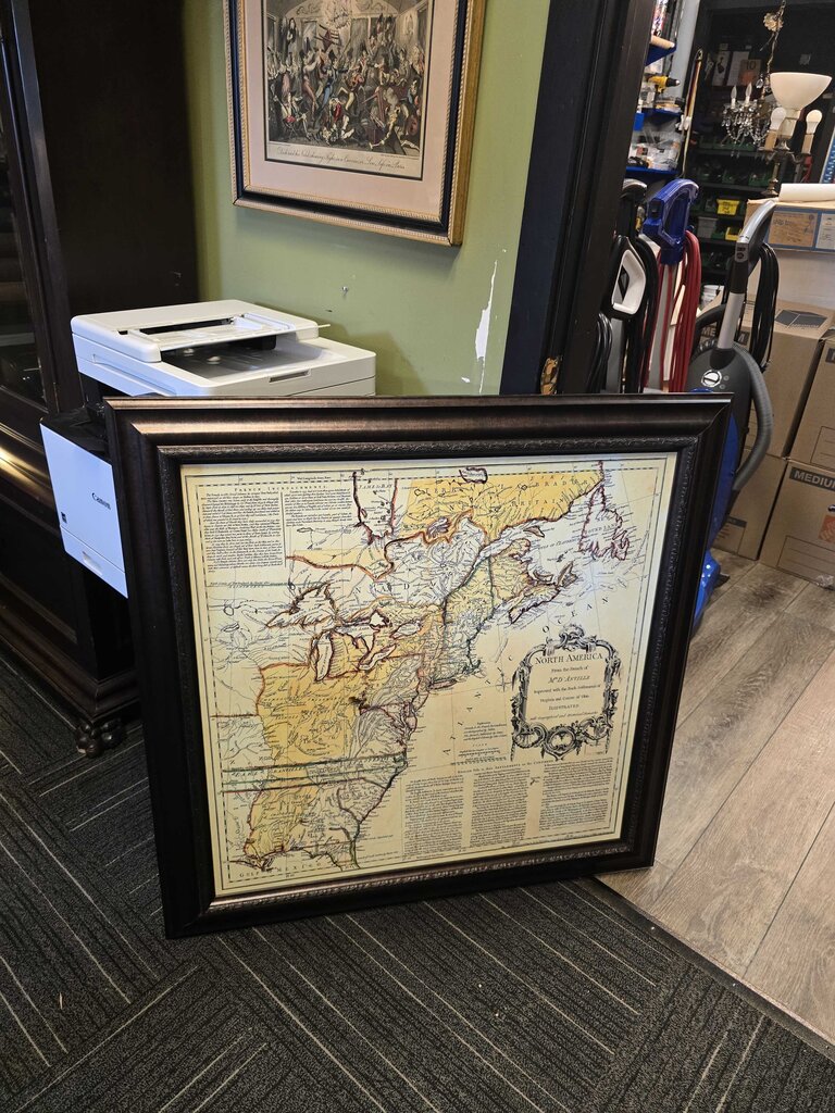 Framed Reproduction 1755 Jeffreys & D'Anville Map of North America