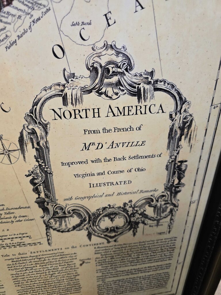 Framed Reproduction 1755 Jeffreys & D'Anville Map of North America