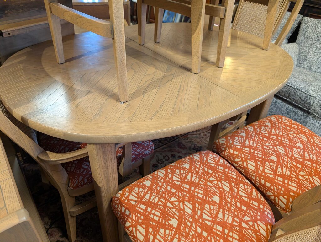 Vintage 1970s Lane Parquet Table With Six Chairs