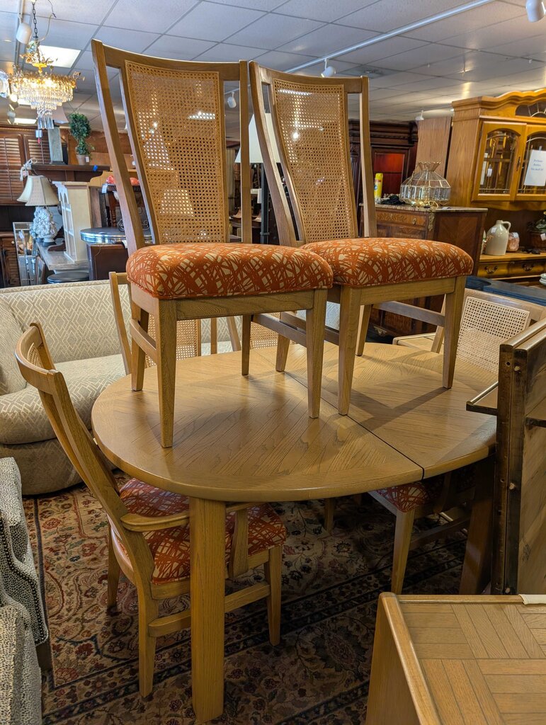 Vintage 1970s Lane Parquet Table With Six Chairs