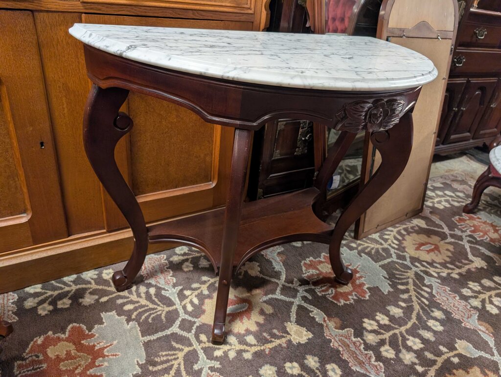 Mahogany Marble Top Entry Table