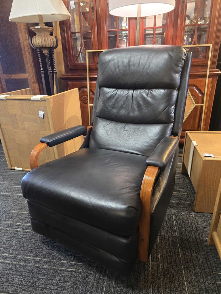 Lane Contemporary Bentwood Arm Leather Rocker Recliner