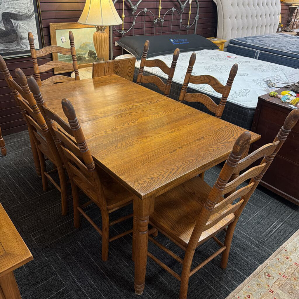 Oak Table With Six Ladderback Chairs