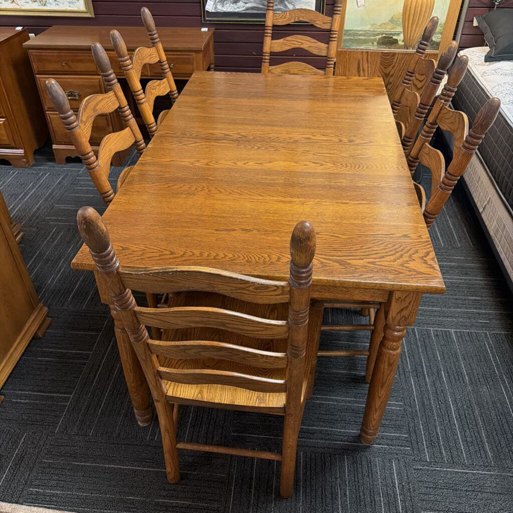 Oak Table With Six Ladderback Chairs