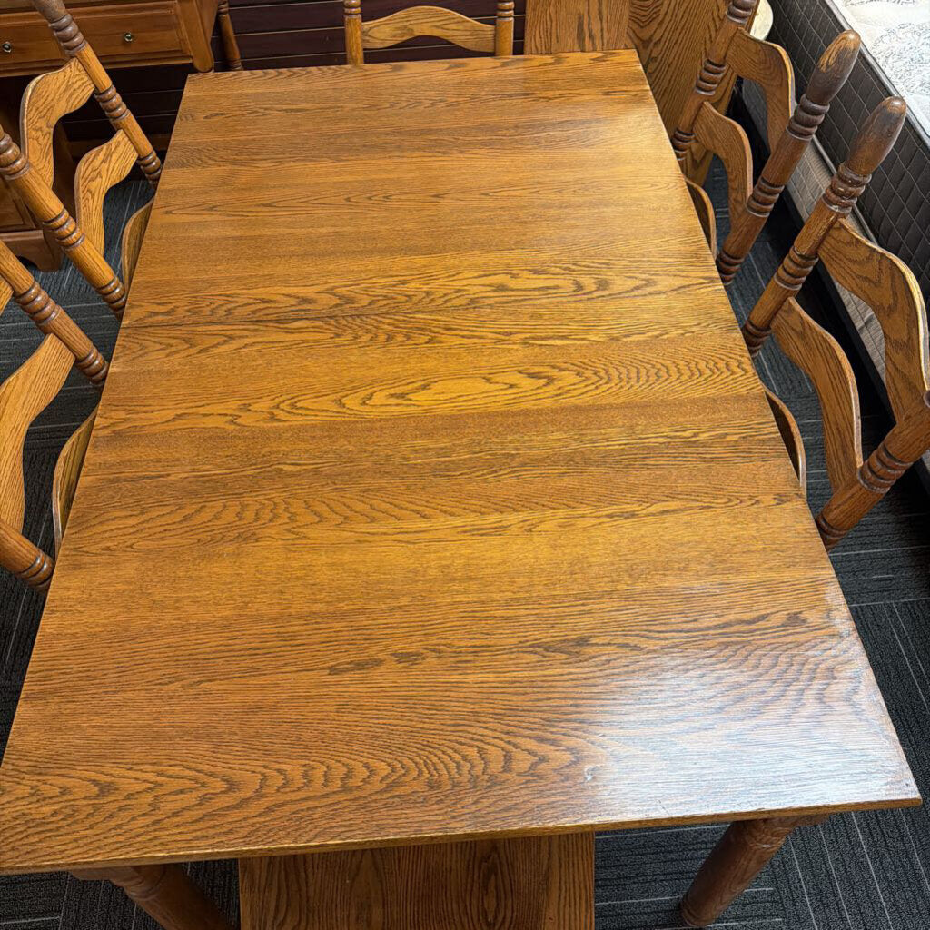Oak Table With Six Ladderback Chairs