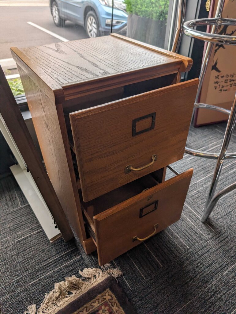 Oak Finish File Cabinet