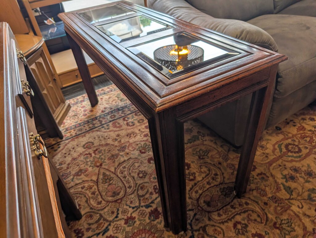 Vintage Glass Top Sofa Table