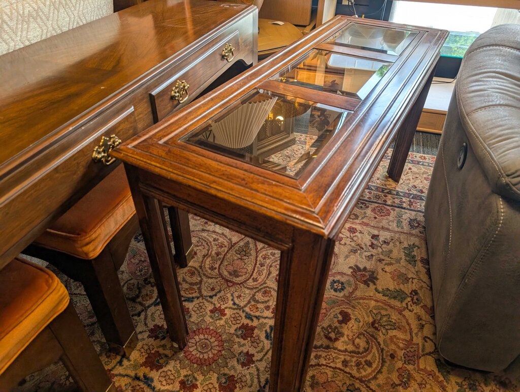 Vintage Glass Top Sofa Table