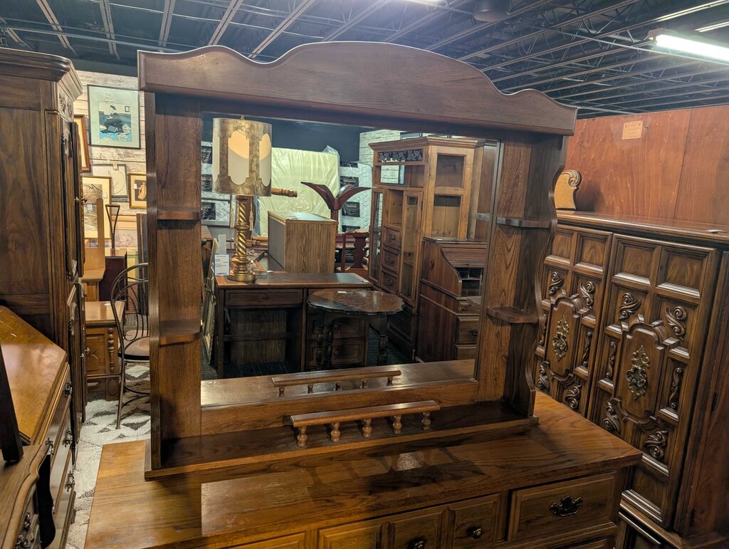 Vintage Oak Dresser With Mirror