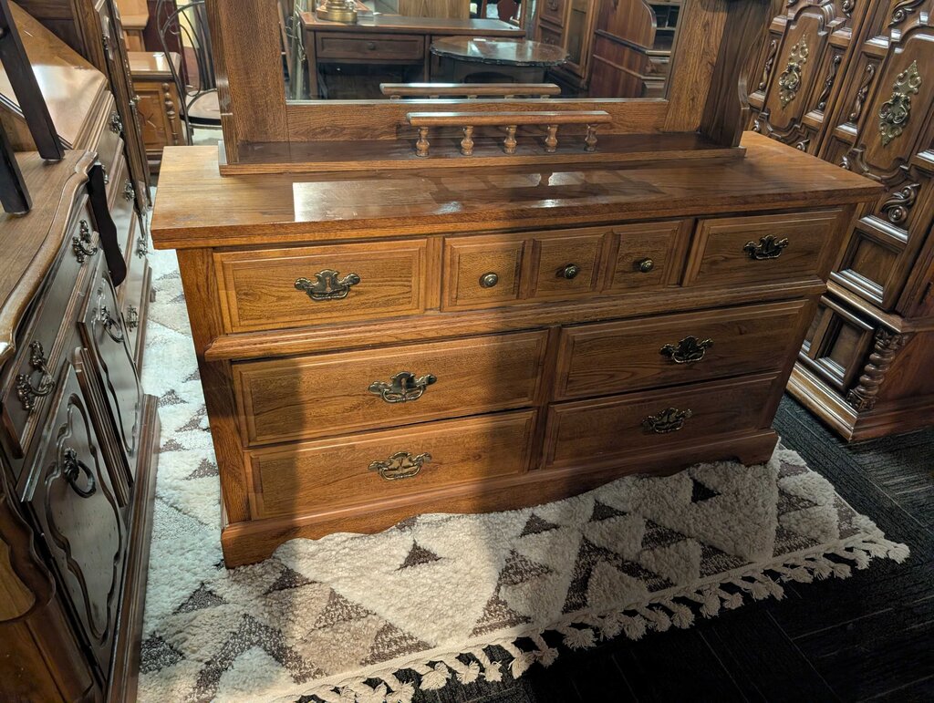 Vintage Oak Dresser With Mirror