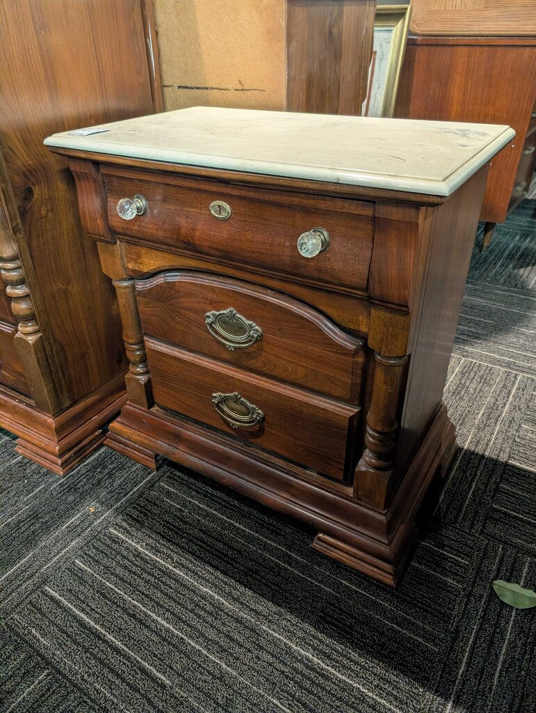 Marble Top Pine Nightstand