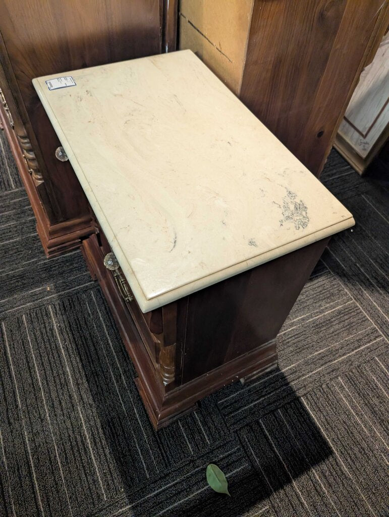 Marble Top Pine Nightstand
