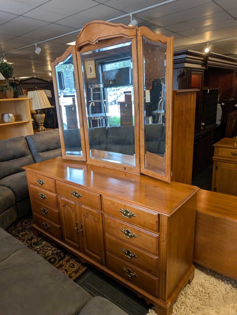 Maple Dresser With Lighted Mirror By Tell City