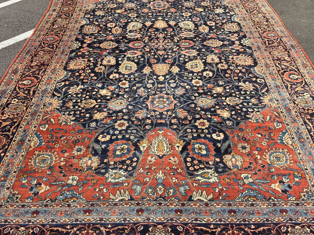 Exceptional Antique Persian Mahal Carpet Circa 1920 - Rich All-Over Floral Design 9'2" by 13'5"