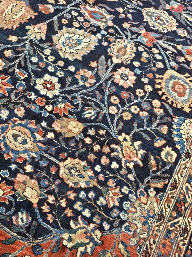 Exceptional Antique Persian Mahal Carpet Circa 1920 - Rich All-Over Floral Design 9'2" by 13'5"