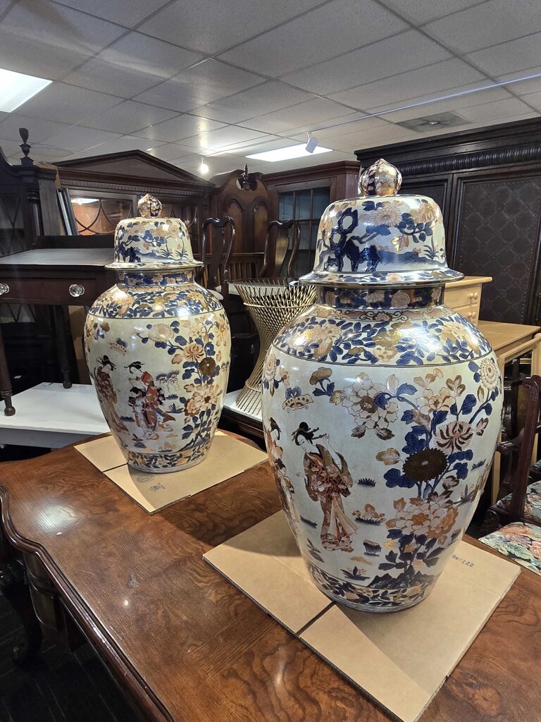 Exceptional Pair of Pair of Antique Signed Kutani Floor Vases Circa 1920