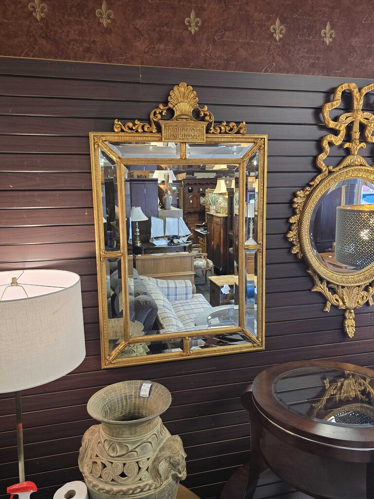 Contemporary Hollywood Regency Style Gilt Beveled Wall Mirror