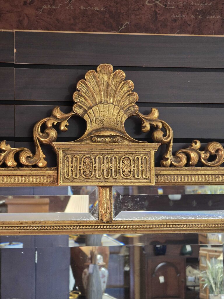 Contemporary Hollywood Regency Style Gilt Beveled Wall Mirror