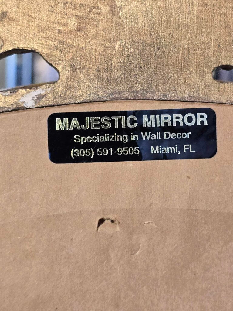 Contemporary Hollywood Regency Style Ribbon Crest Wall Mirror by Majestic Mirror