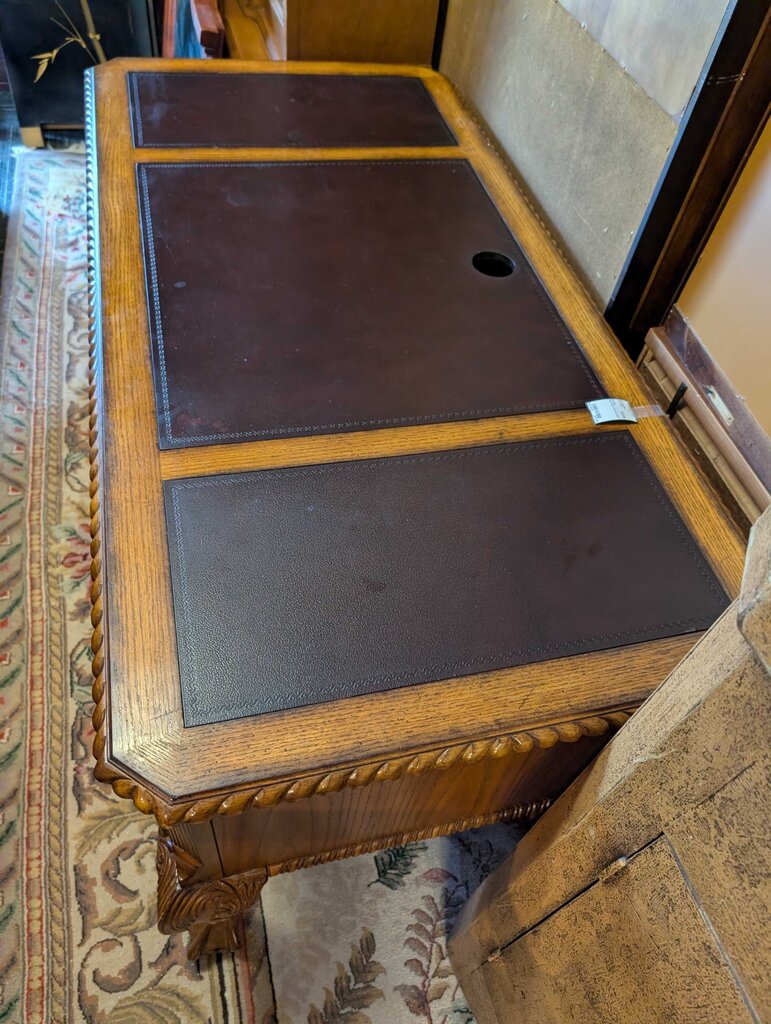 Oak Finish Carved Desk