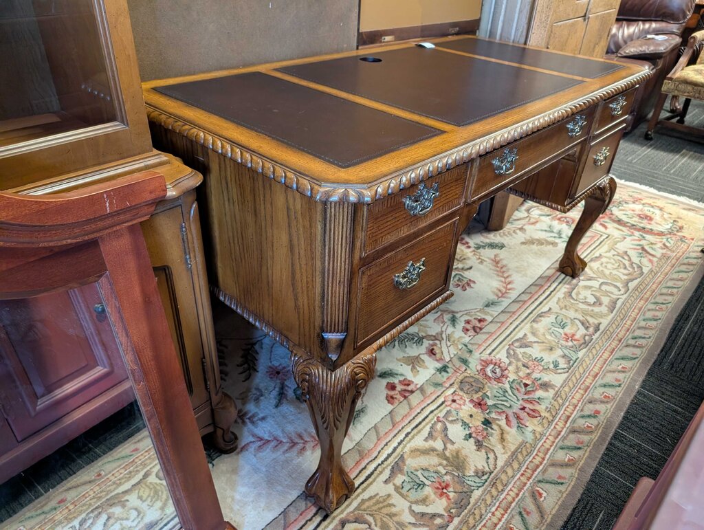 Oak Finish Carved Desk