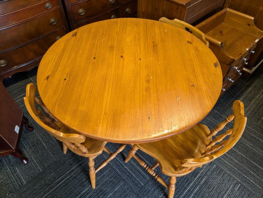 Pine Table With Three Chairs