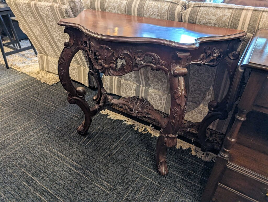 Carved Entry Stand With Mirror