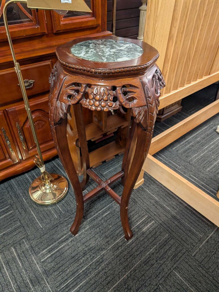 Carved Marble Top Plant Stand