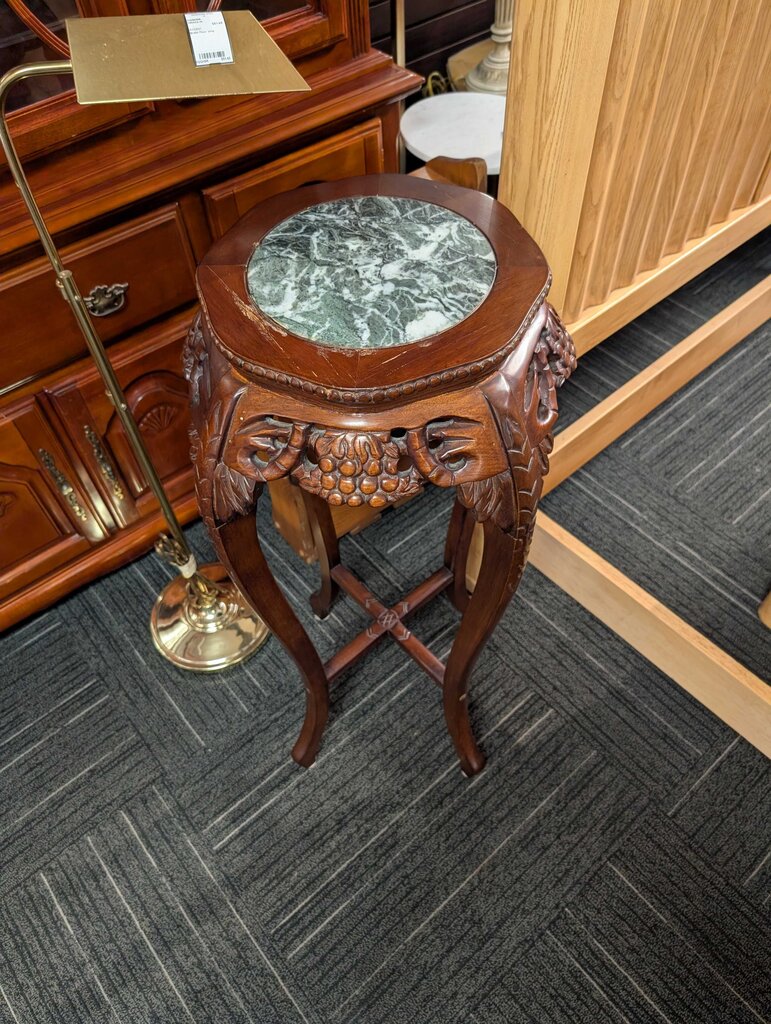 Carved Marble Top Plant Stand