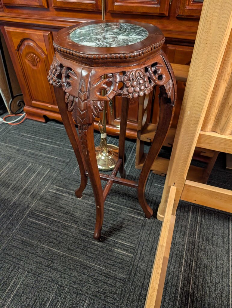 Carved Marble Top Plant Stand