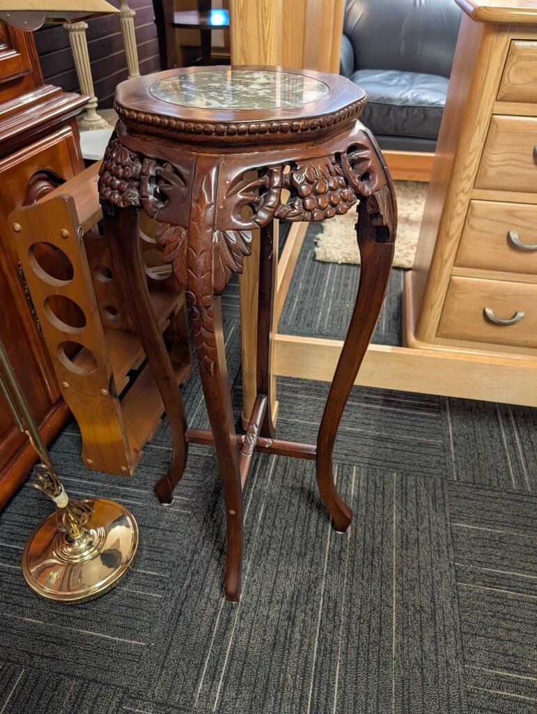 Carved Marble Top Plant Stand
