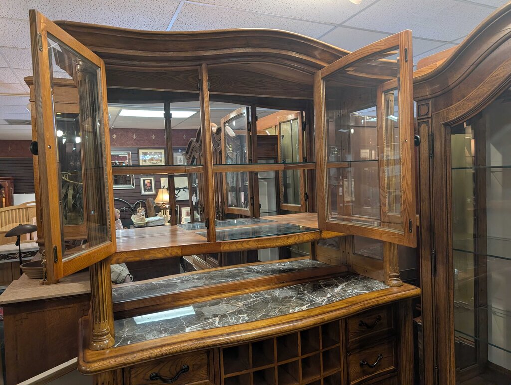 Oak Marble Top Wine Cabinet