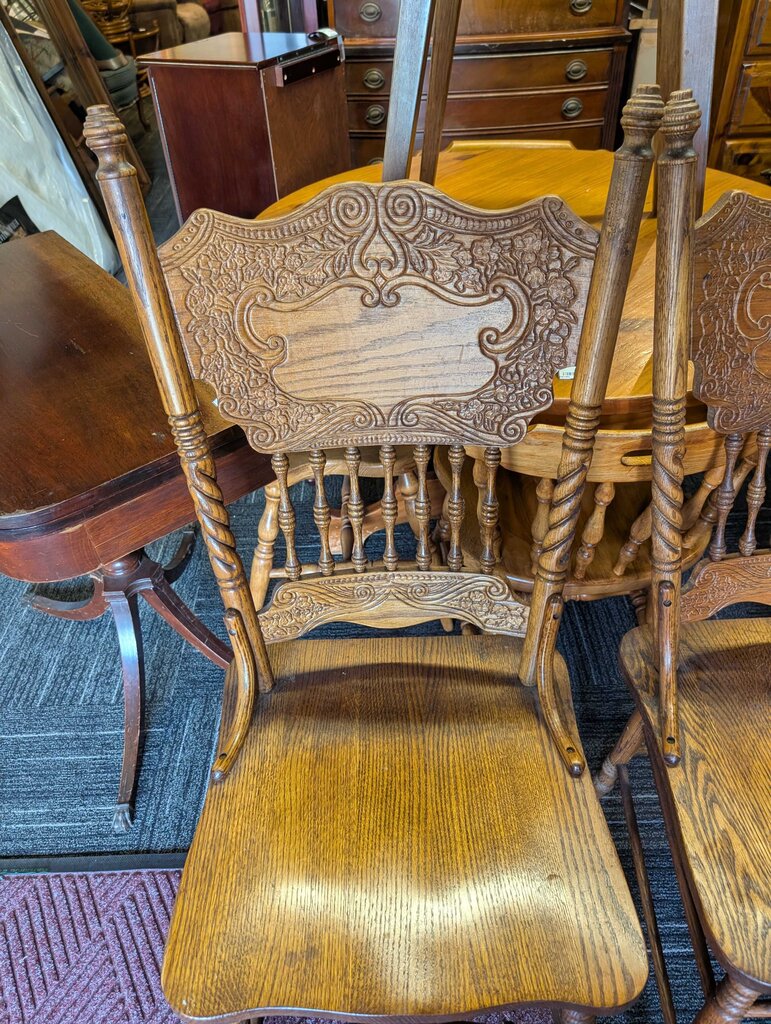 Four Oak Pressed Back Chairs