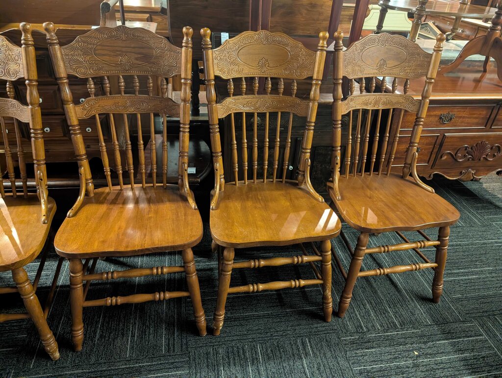 Six Pressed Back Chairs