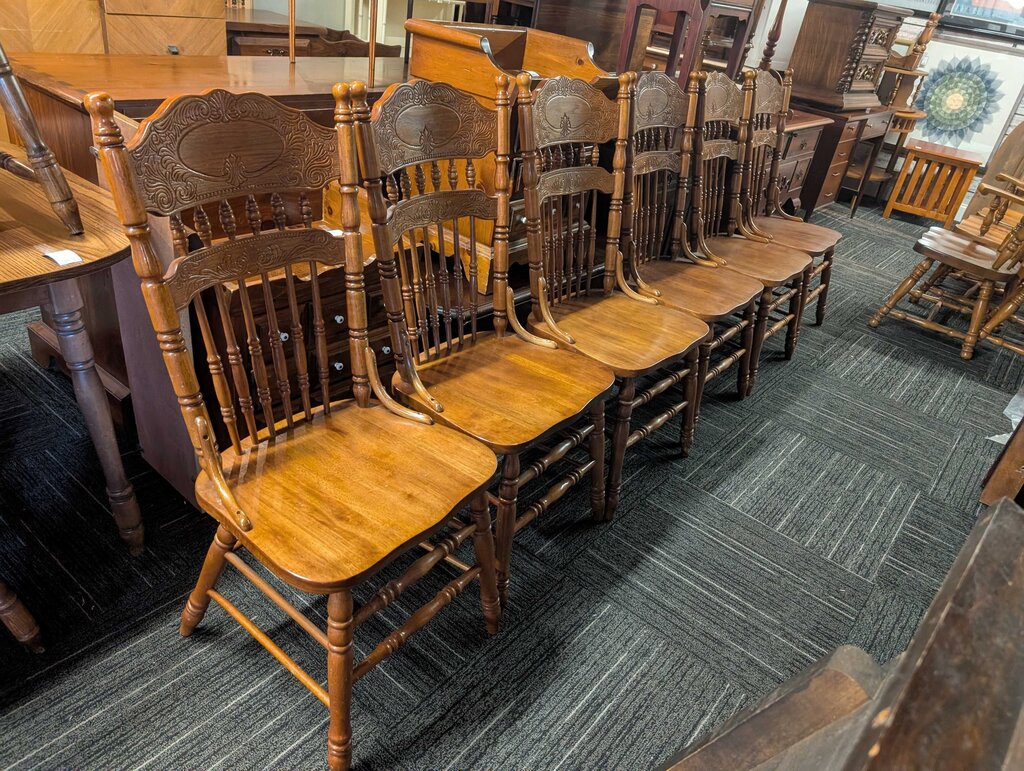 Six Pressed Back Chairs