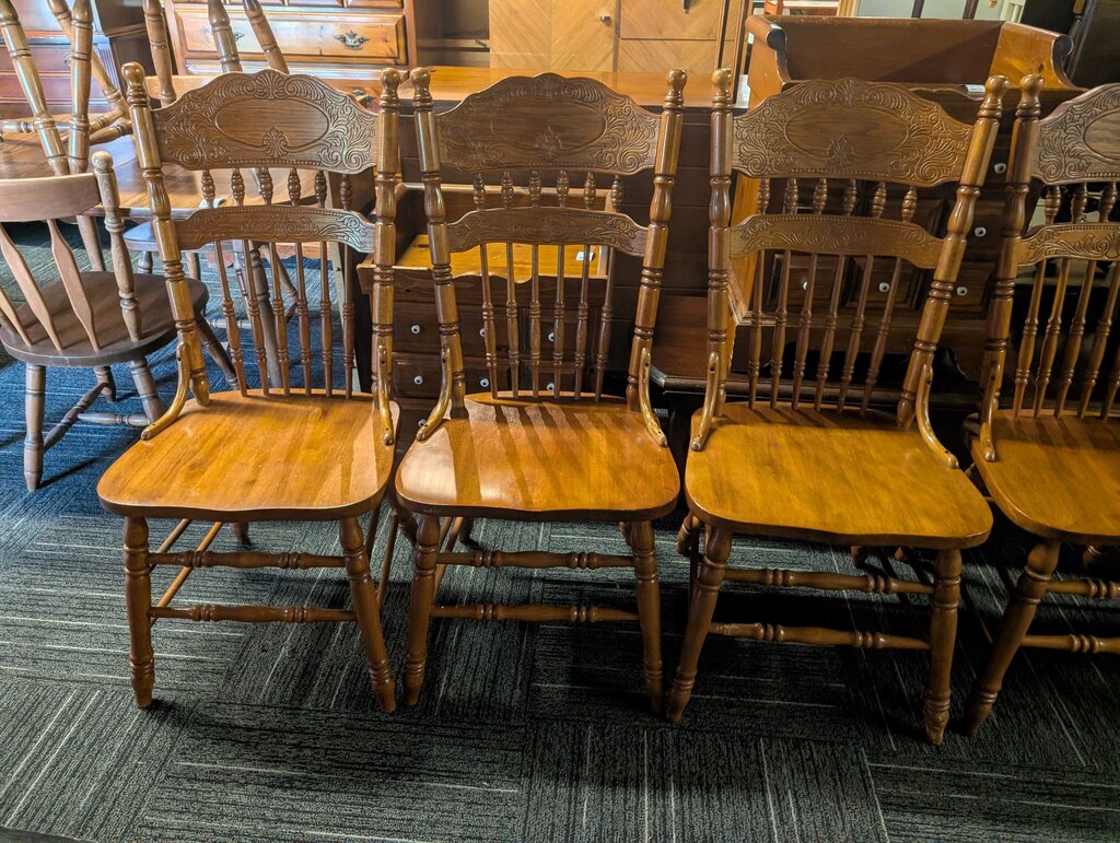 Six Pressed Back Chairs