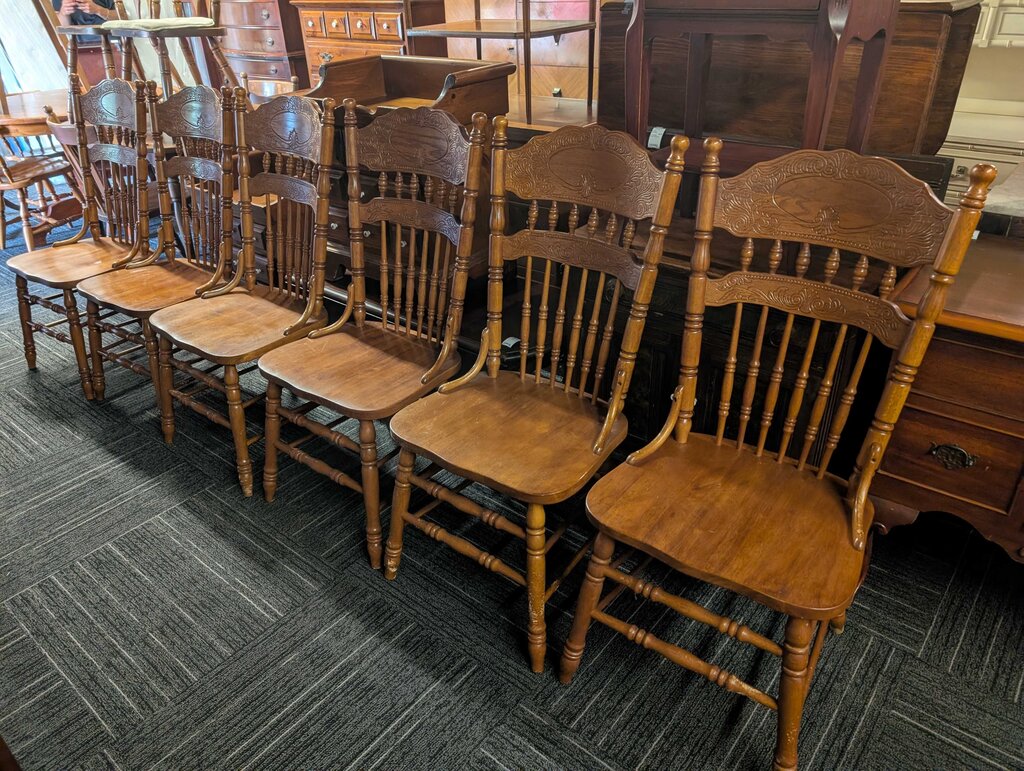 Six Pressed Back Chairs