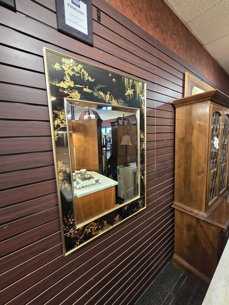 Fabulous Artist Signed (Tardiff 86) LaBarge Reverse Painted Chinoiserie Mirror