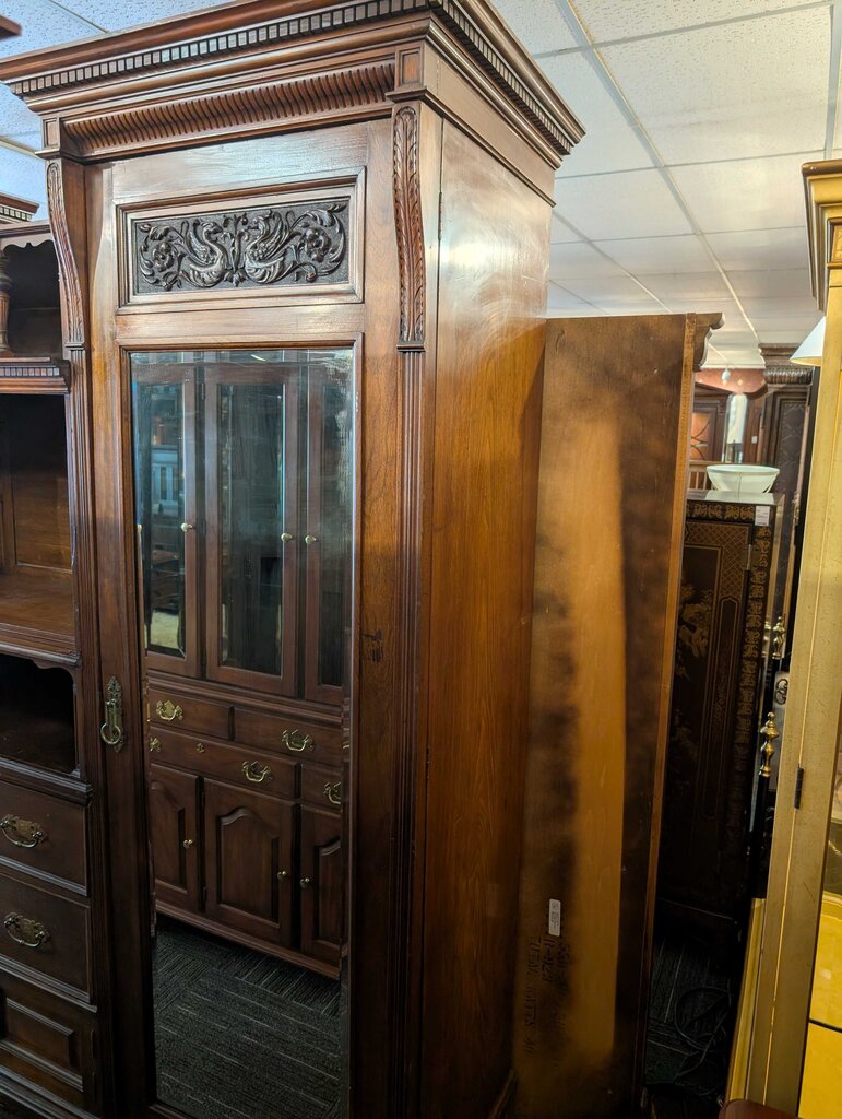 Large Antique Carved Breakdown Armoire ( AS IS )
