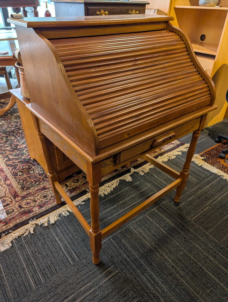 Oak Finish Roll Top Desk