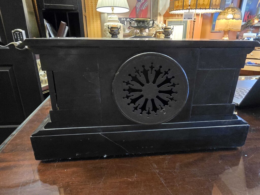19th Century French Empire Black Slate Mantle Clock