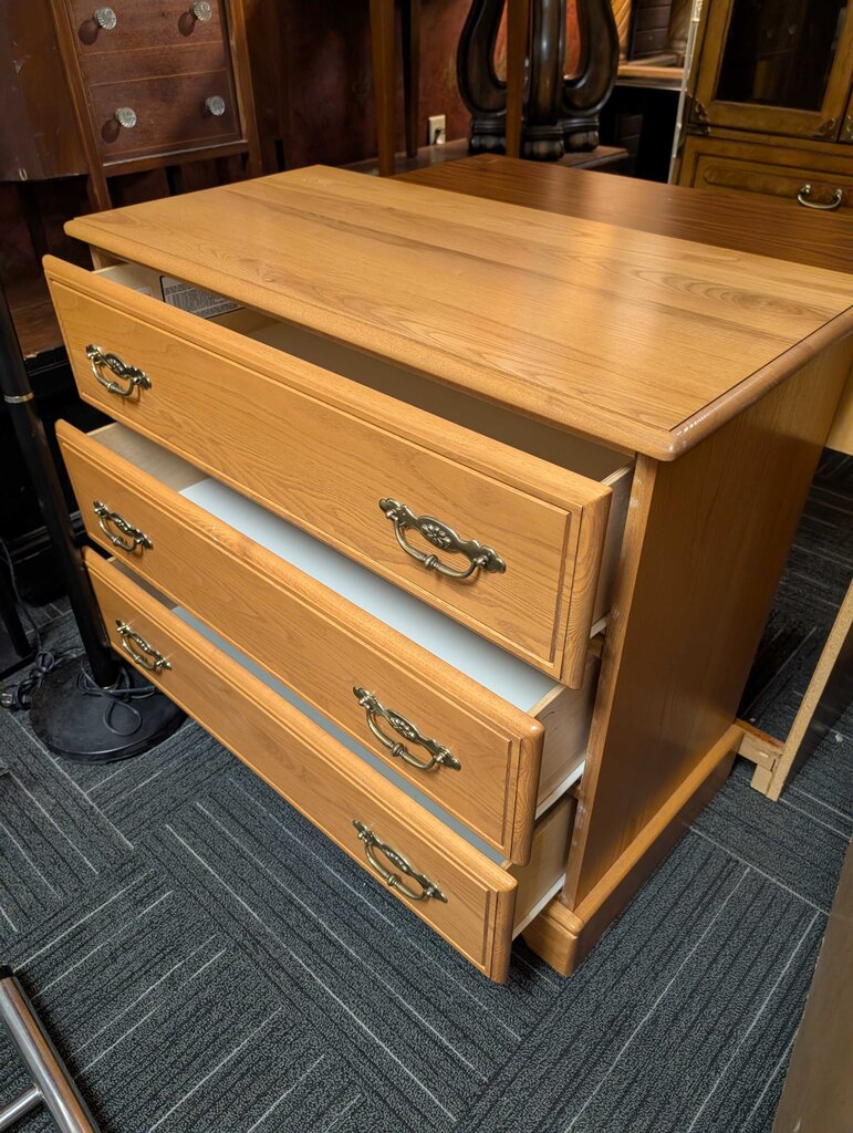 Three Drawer Oak Finish Dresser