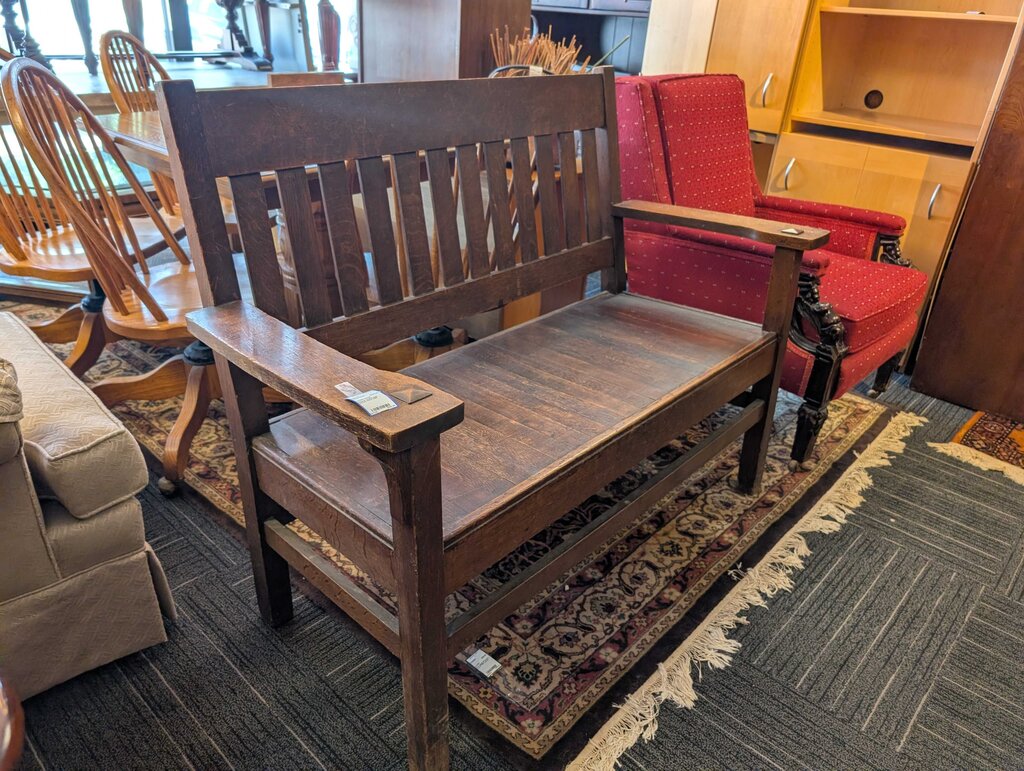 Arts & Crafts Oak Settee Circa 1900
